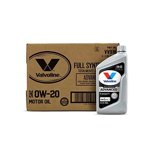 Valvoline Advanced Full Synthetic SAE 0W-20 Motor Oil 1 QT, Case of 6