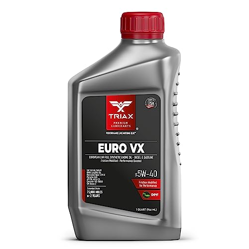 TRIAX Euro VX 5W-40 Full Synthetic, 25K Miles, Extreme Performance OEM Grade, Compatible with ACEA C3, A3/B4, VW502.00, BMW LL-04, MB 229.51, 229.5, Porsche A30 (1 Quart)