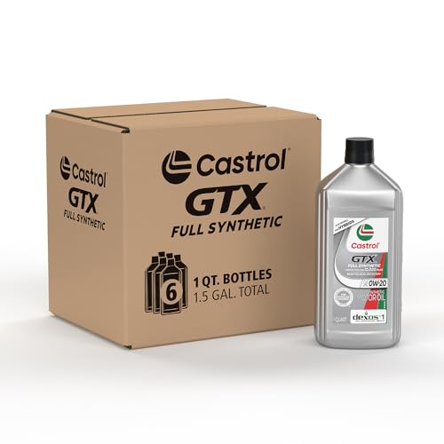 Castrol GTX Full Synthetic 0W-20 Motor Oil, 1 Quart, Pack of 6