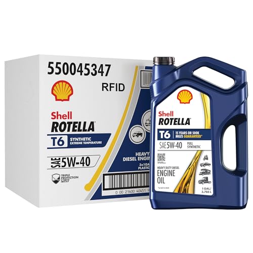 Shell Rotella T6 5W-40 Diesel Engine Oil, 1 Gallon (Case of 3)