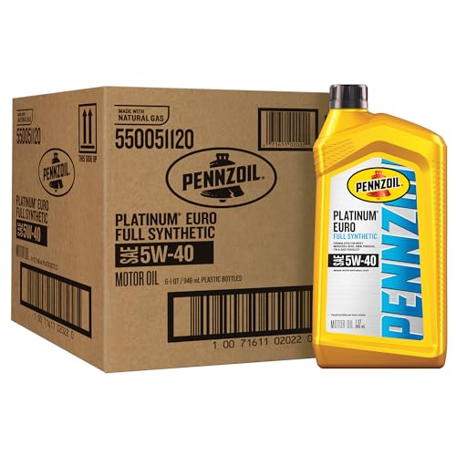 Pennzoil Platinum Euro Full Synthetic 5W-40 Motor Oil, 1 Quart (6 Pack)