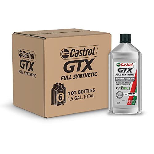 Castrol GTX Full Synthetic 0W-20 Motor Oil, 1 Quart, Pack of 6