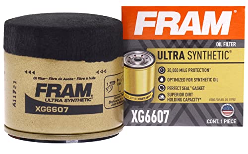 FRAM Ulta Synthetic Automotive Replacement Oil Filter, Designed for Synthetic Oil Changes Lasting up to 20k Miles, XG6607 with SureGrip (Pack of 1)