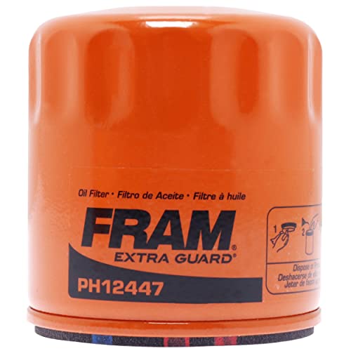 FRAM Extra Guard Spin-On Automotive Replacement Oil Filter, Designed for Conventional and Synthetic Oil Changes Lasting up to 10k Miles, PH12447 with SureGrip (Pack of 1)