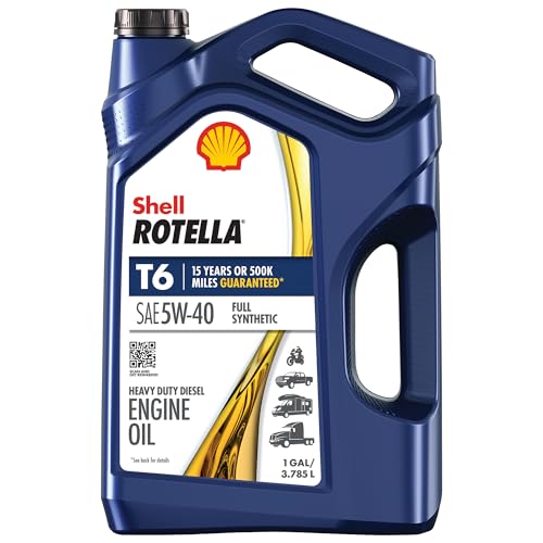 Shell Rotella T6 Full Synthetic 5W-40 Diesel Engine Oil (1-Gallon, Case of 3)