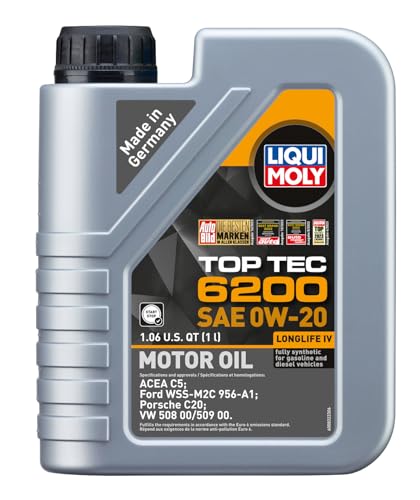 LIQUI MOLY Top Tec 6200 SAE 0W-20 | 1 L | Synthesis technology motor oil | SKU: 20236