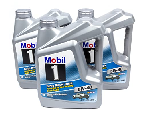 Mobil 1 122260 5W-40 Turbo Diesel Synthetic Motor Oil - 1 Gallon (Pack of 3)