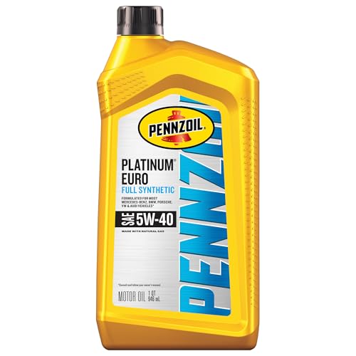 Pennzoil Platinum Euro Full Synthetic 5W-40 Gasoline Engine Oil, 1 Quart