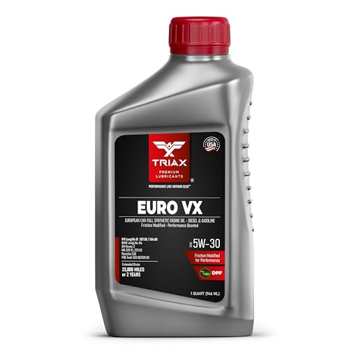 TRIAX Euro VX 5W-30 Full Synthetic Ester, Compatible with VW 507.00/504.00, VW Audi 502.00, 505.01, BMW LL-04, Porsche C30, ACEA C3, Mercedes 229.51, 229.5, 229.31 (1 Quart)