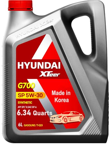 HYUNDAI Genuine Made in Korea 6.34 Quarts Advanced Full Synthetic Gasoline Engine Oil SAE 5W-30, API : SP & ILSAC: GF-6