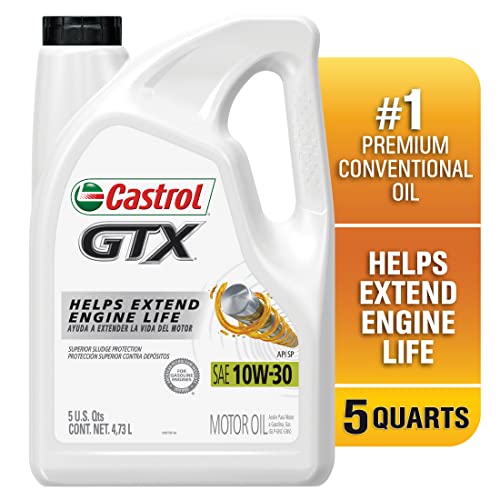Castrol GTX 10W-30 Conventional Motor Oil, 5 Quarts, 160 Fl Oz, Pack of 1