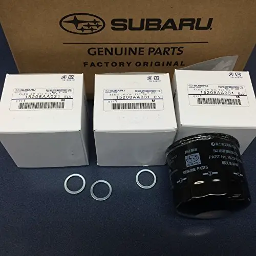 Subaru Engine Oil Filter & Crush Washer 3 Pack for All 6 Cyl Legacy Outback Tribeca - 15208AA031 & 11126AA000 - Genuine OEM