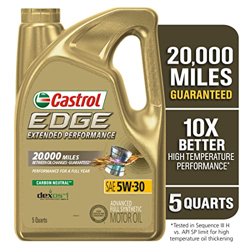 Castrol 1597B1 EDGE Extended Performance 5W-30 Advanced Full Synthetic Motor Oil, 5 Quart