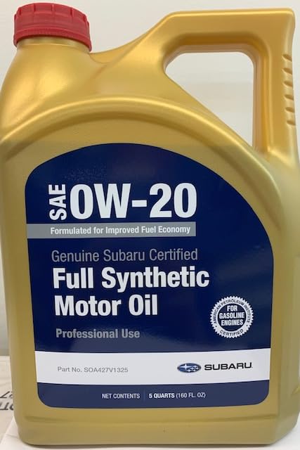 Genuine Subaru Certified 0W20 Full Synthetic Motor Oil 5 Quart Bottle