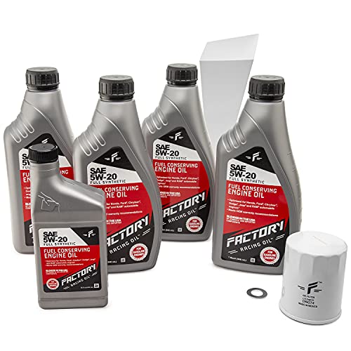 Factory Racing Parts Full Synthetic Oil Change Kit Compatible With Honda Accord, Civic, CR-V, Odyssey, Pilot – Includes 4.5 Quarts SAE 5W-20 Oil, 1 Filter, 1 Crush Washer, 1 Funnel